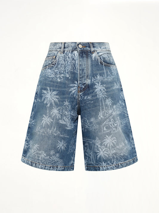 AMIRI Chateau Palms Denim Shorts (Indigo)