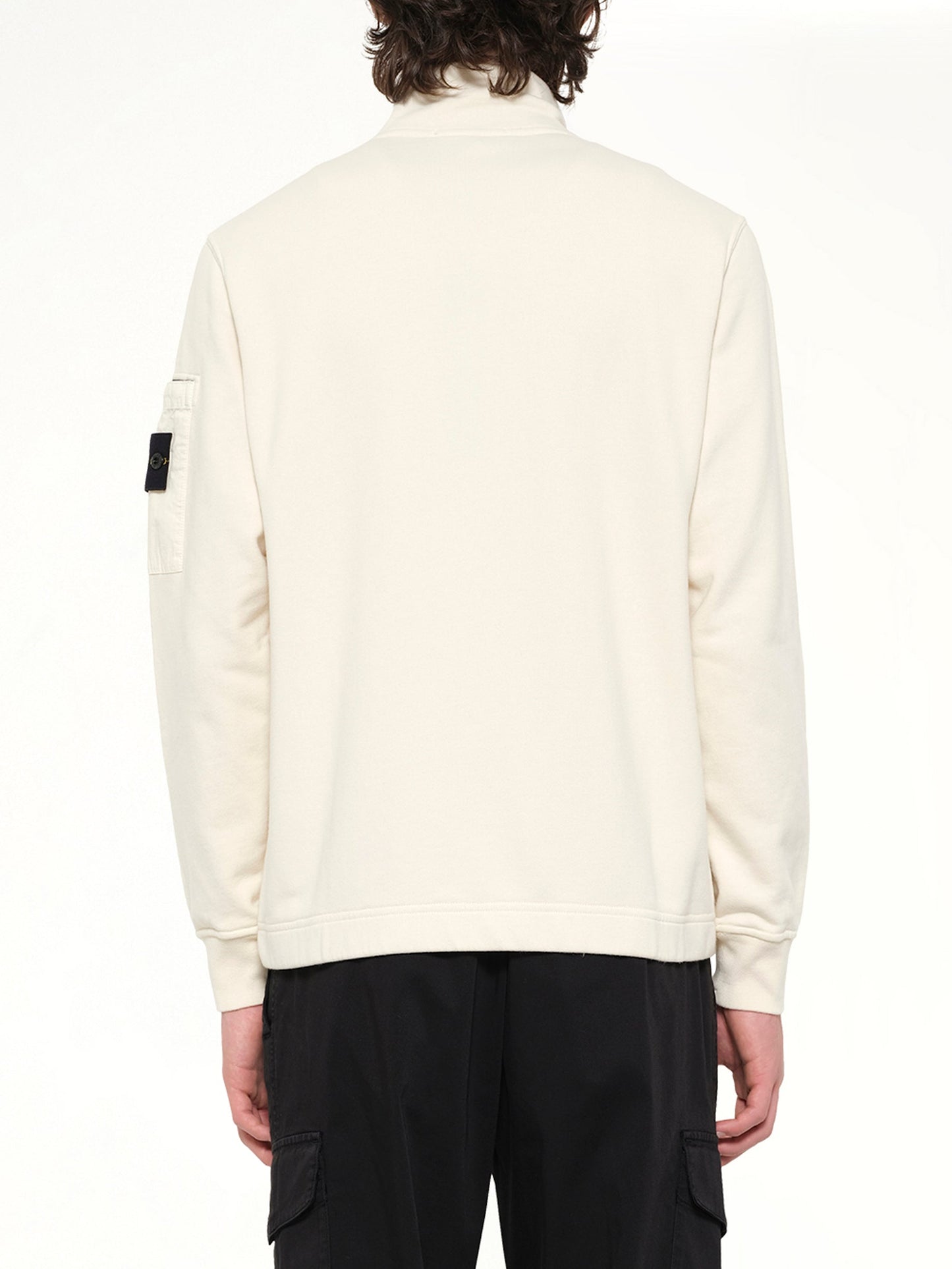 STONE ISLAND 6100018 Zip Up Cardigan (White)
