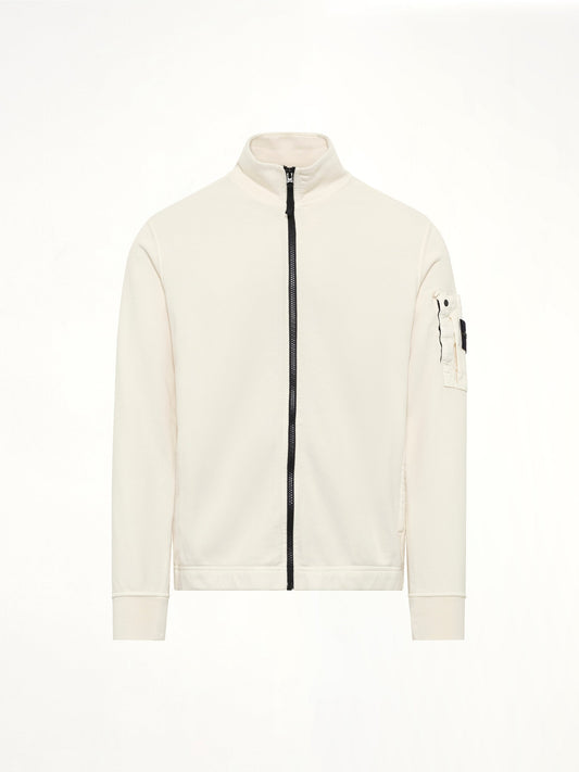 STONE ISLAND 6100018 Zip Up Cardigan (White)