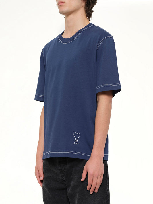 AMI PARIS Topstitched ADC T-Shirt (Navy)