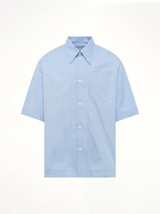 AMI PARIS Camp Collar Short Sleeve Shirt (Blue)