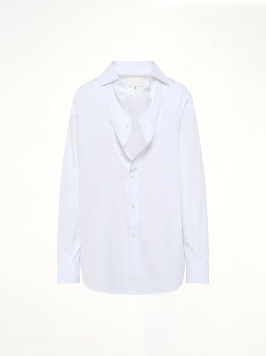 MAISON MARGIELA Open Neck Long Sleeve Shirt (White)
