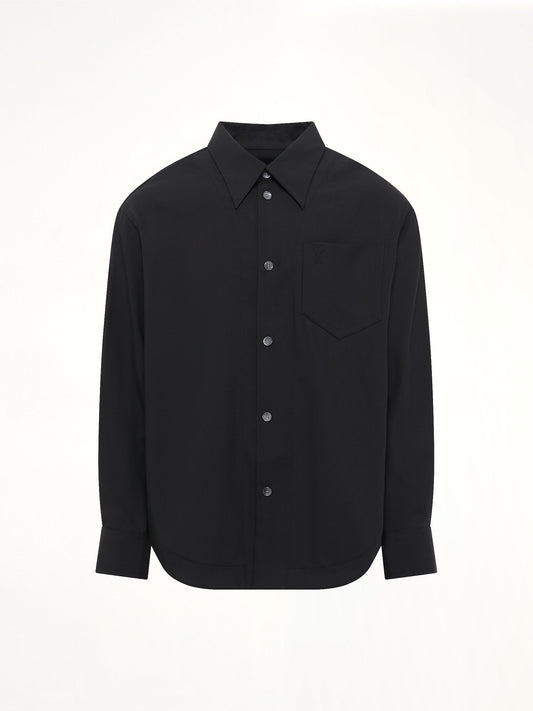 AMI PARIS Wool Garbadine Embossed ADC Shirt (Black)