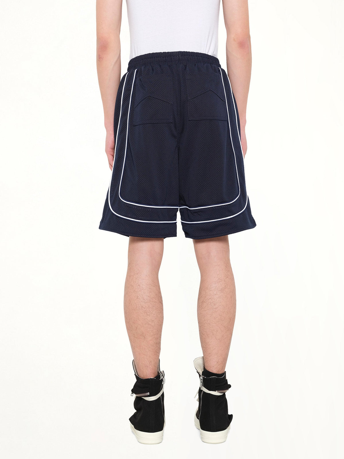 Rhude Mesh Piping Baggy Track Short (Navy)
