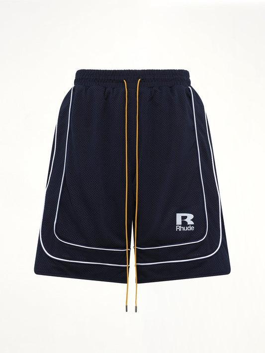 Rhude Mesh Piping Baggy Track Short (Navy)