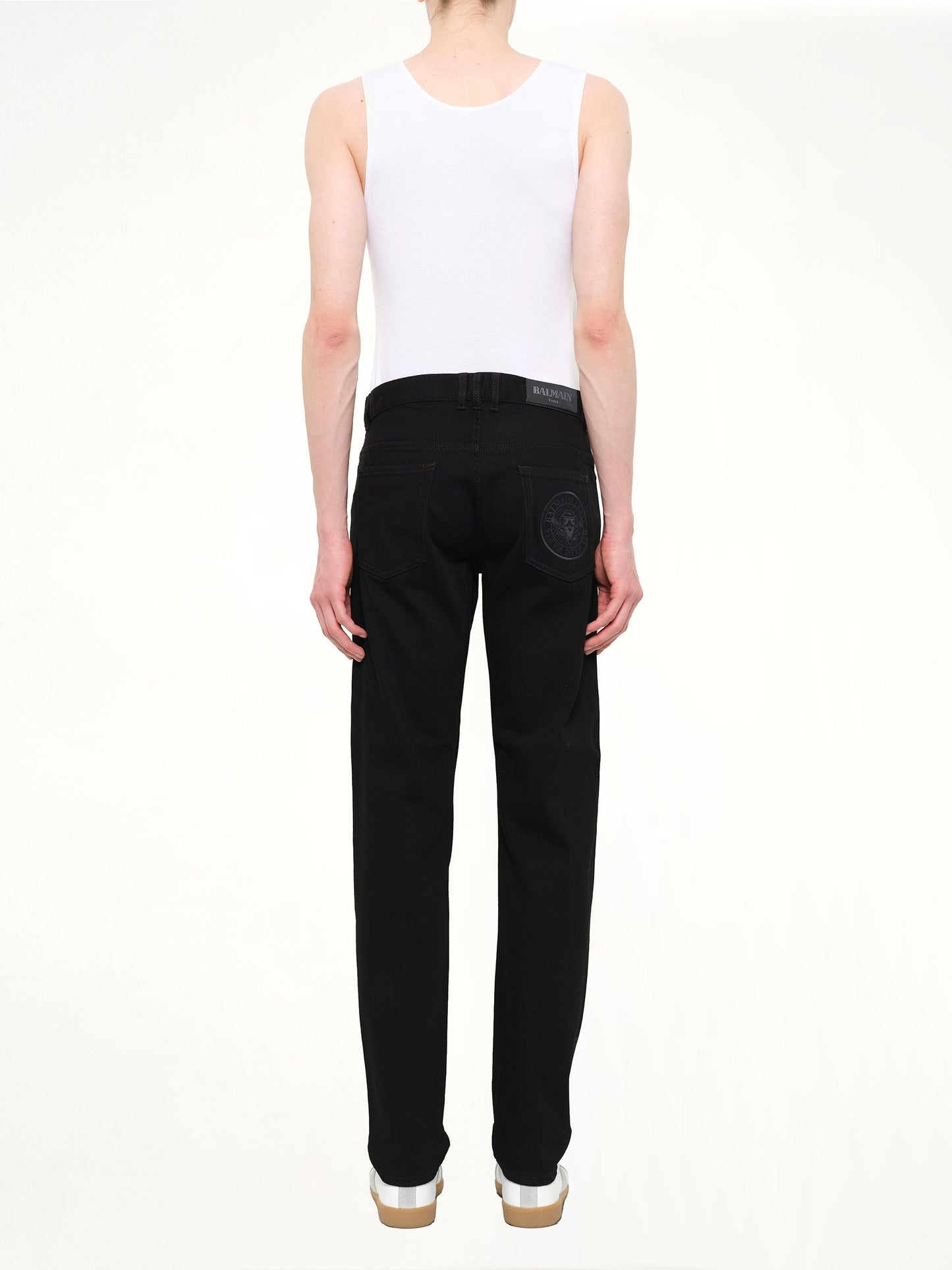BALMAIN Crest Logo Straight Jeans (Black)