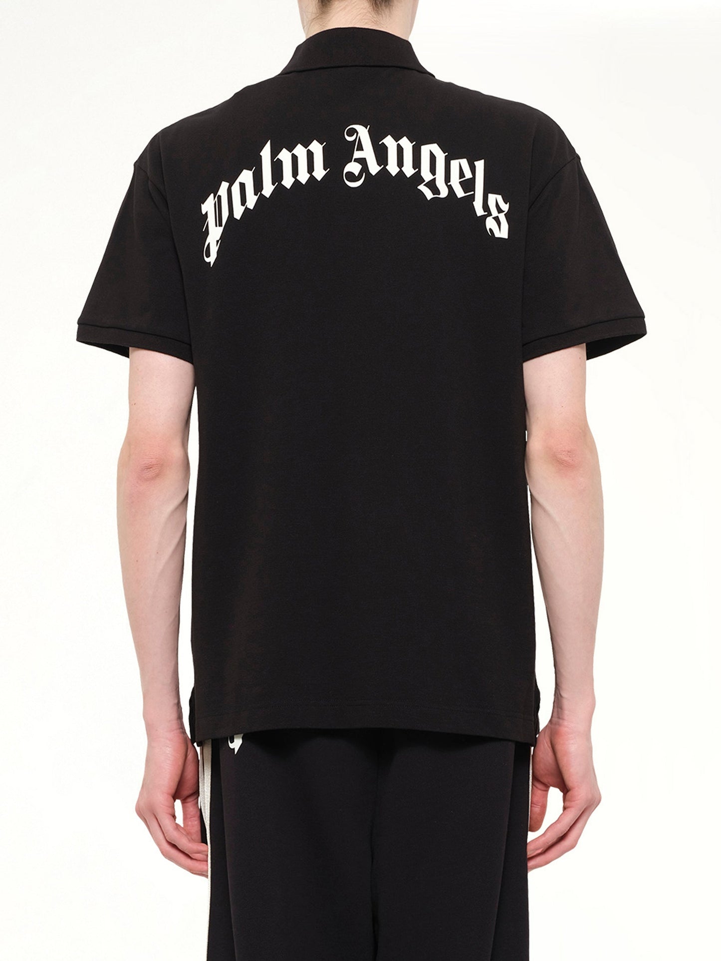 PALM ANGELS Back Curved Logo Polo S/S (Black)