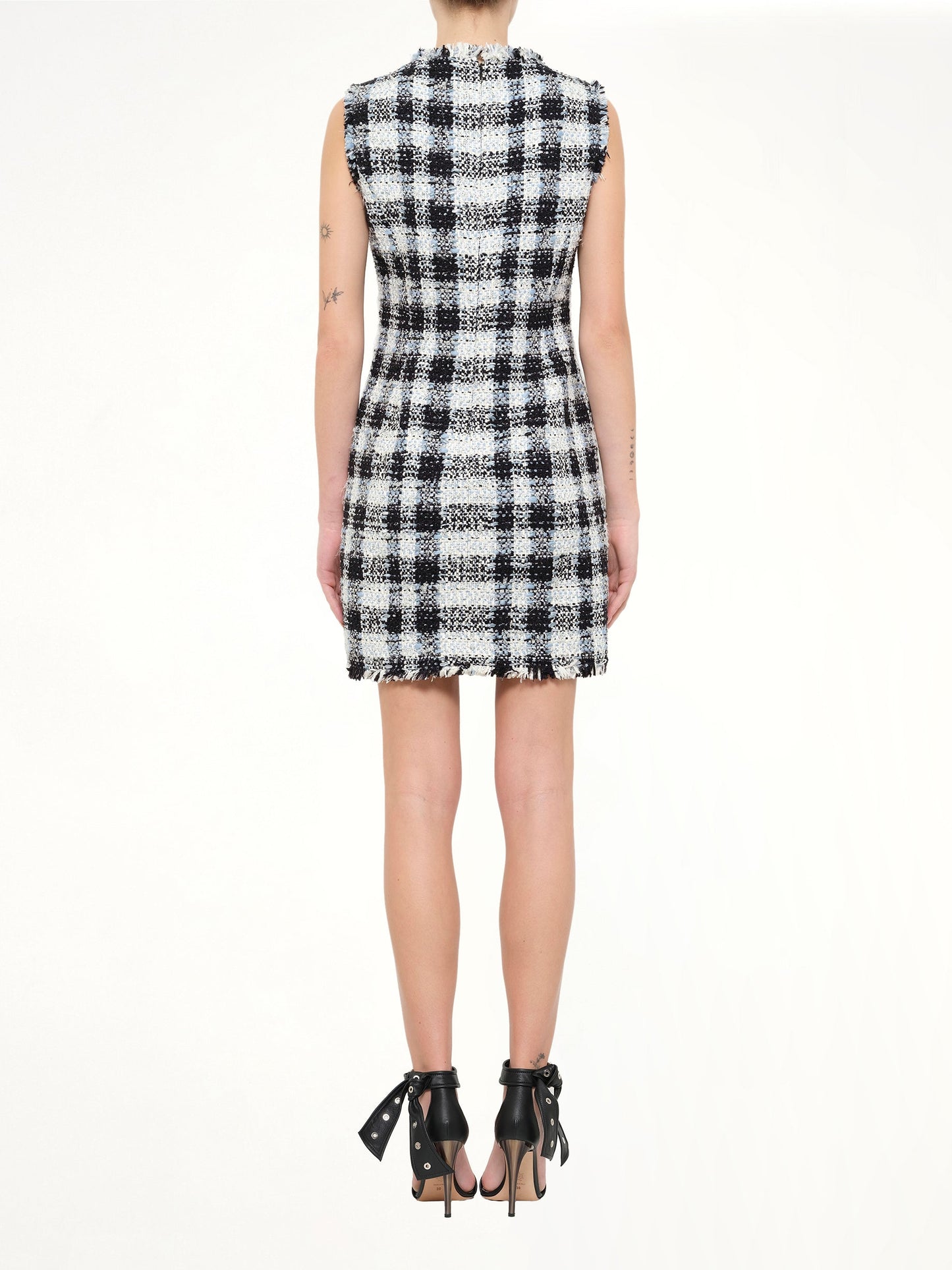 Alexander McQueen Checkered Tweed Dress (Blue)