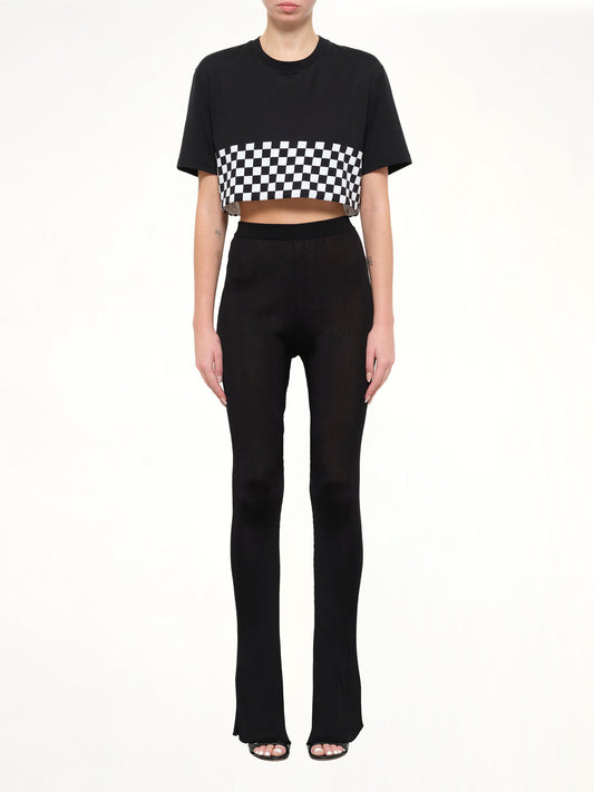 GIVENCHY Podium Checkerboard Crop T-Shirt (Black)
