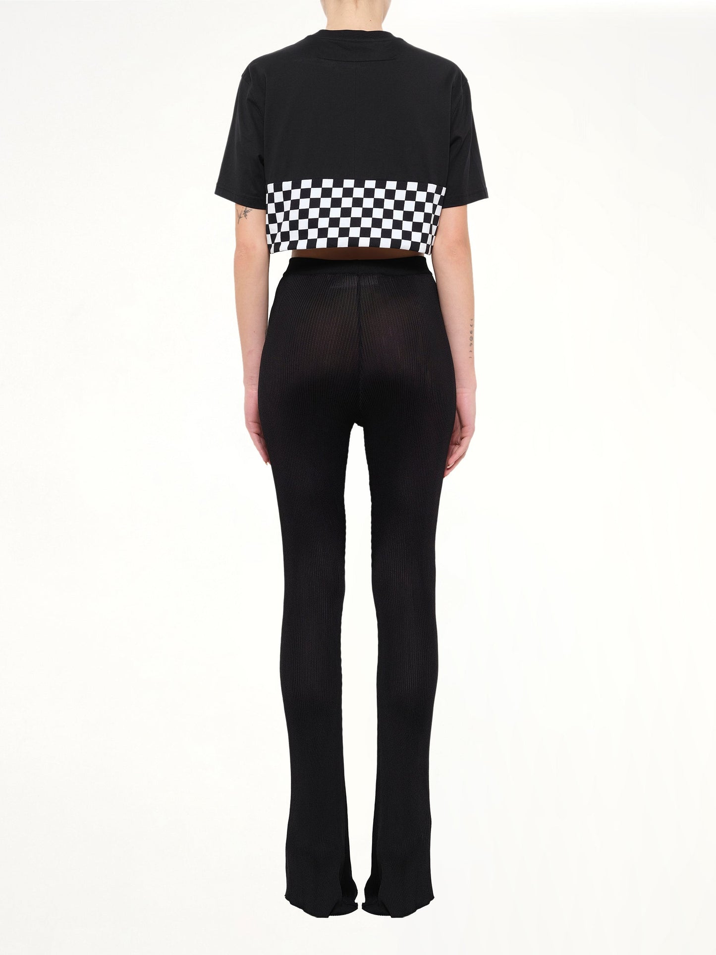 GIVENCHY Podium Checkerboard Crop T-Shirt (Black)