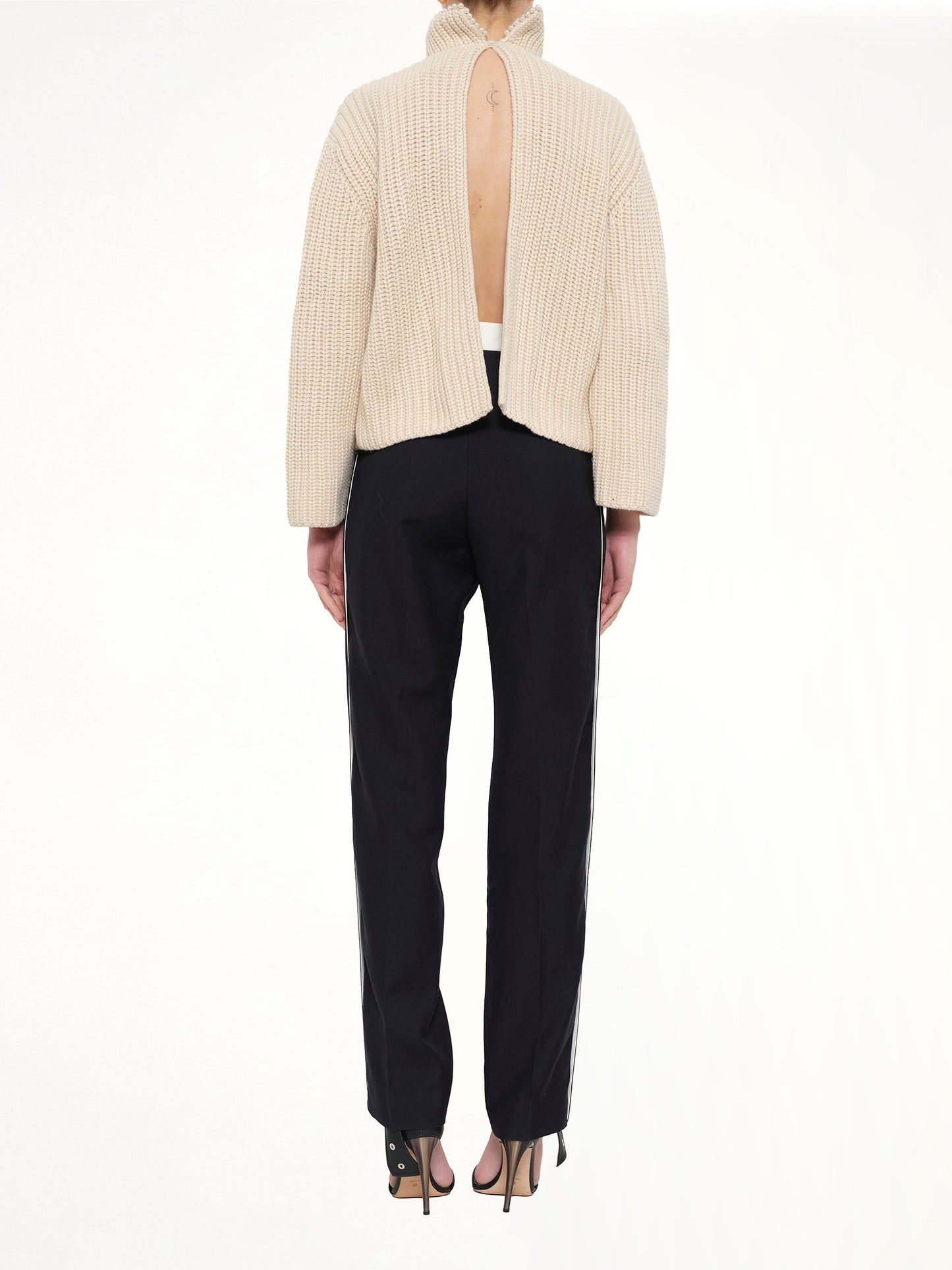 LOEWE Crop Pearls Sweater (Beige)