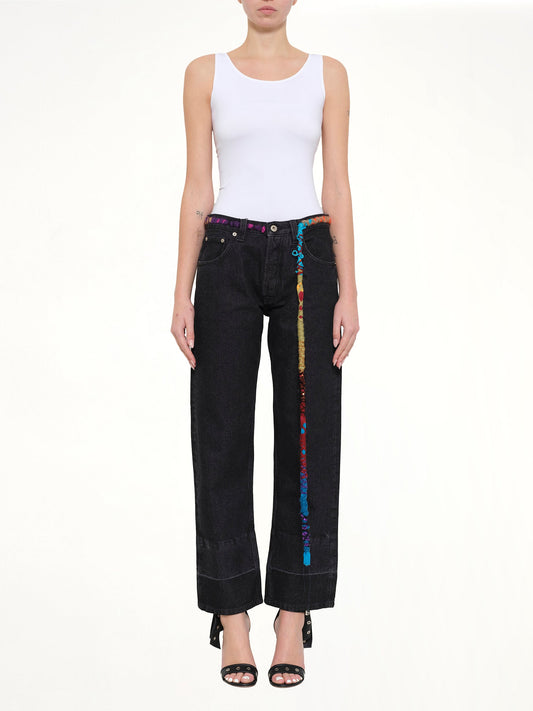 LOEWE Embroidered Knot 5 Pocket Jeans (Black)