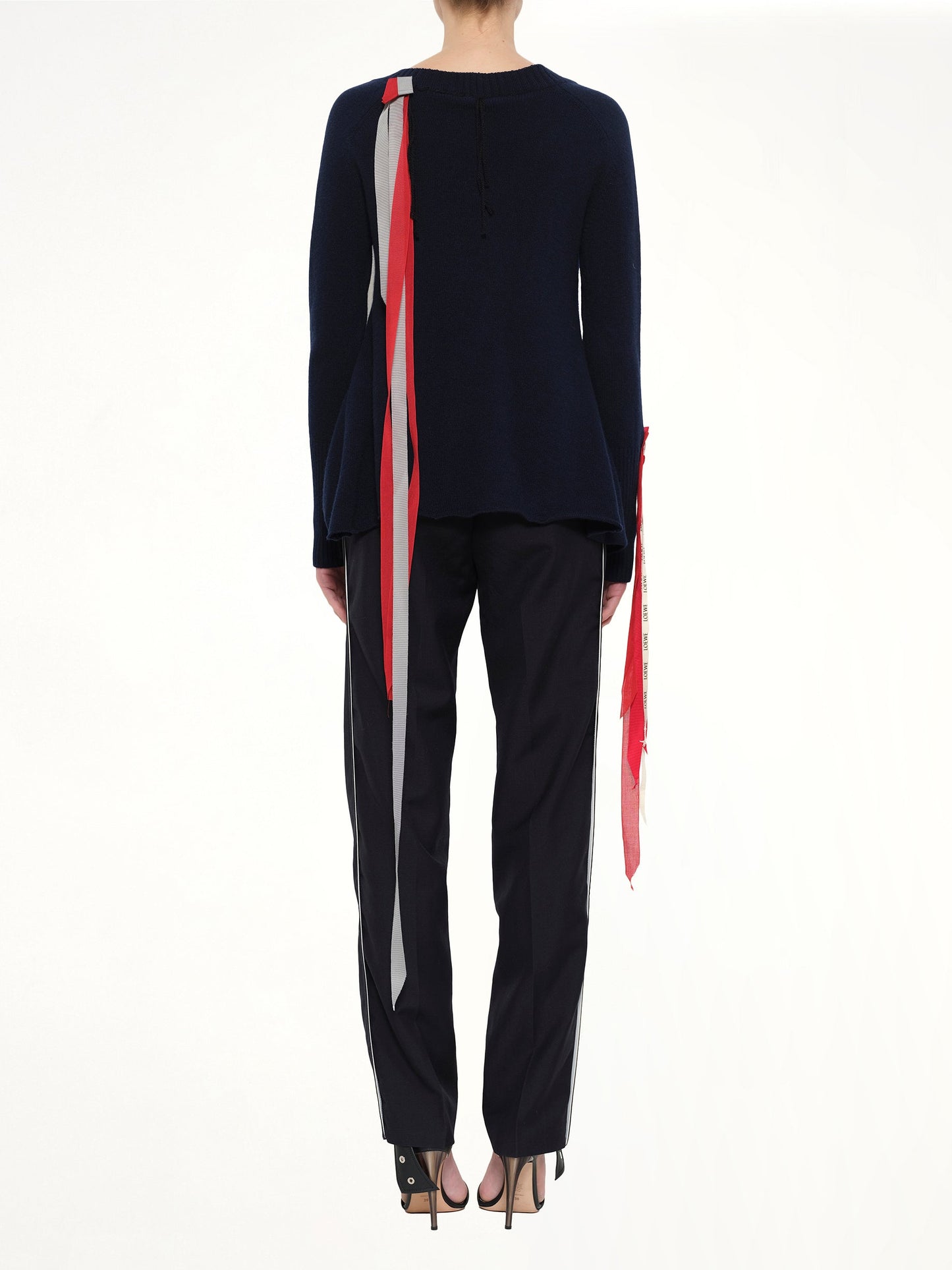 LOEWE V Neck Ribbons Sweater (Navy)