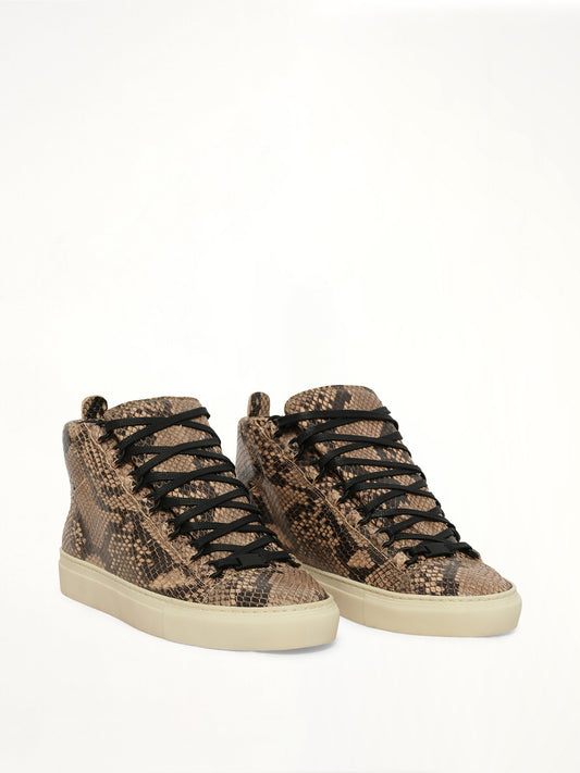 BALENCIAGA Arena High Python Sneakers (Beige)