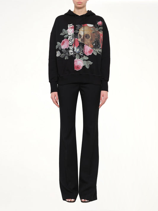 Alexander McQueen Skull Rose Embellished Hoodie (Black)
