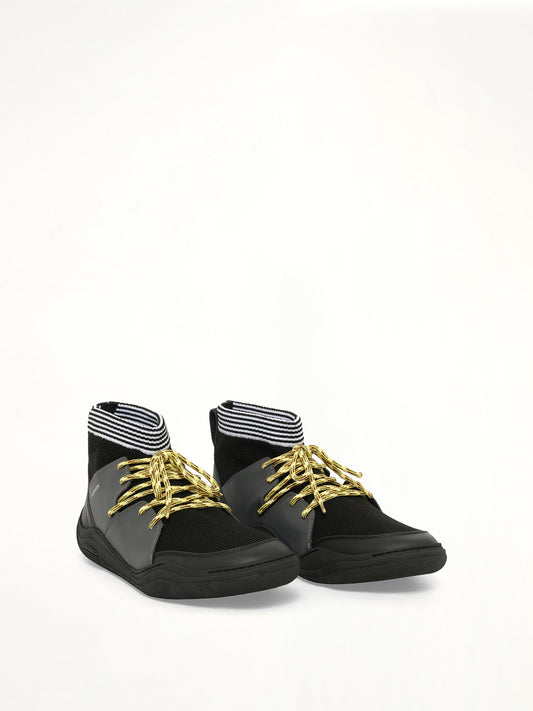 LANVIN Knit Lace Up Pique Sneaker (Black)