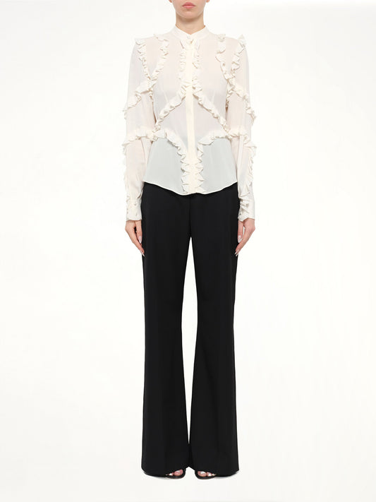ALEXANDER MCQUEEN Ruffle Long Sleeve Shirt (White)