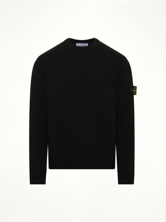 STONE ISLAND 510004 Wool Crew Neck Sweater (Black)