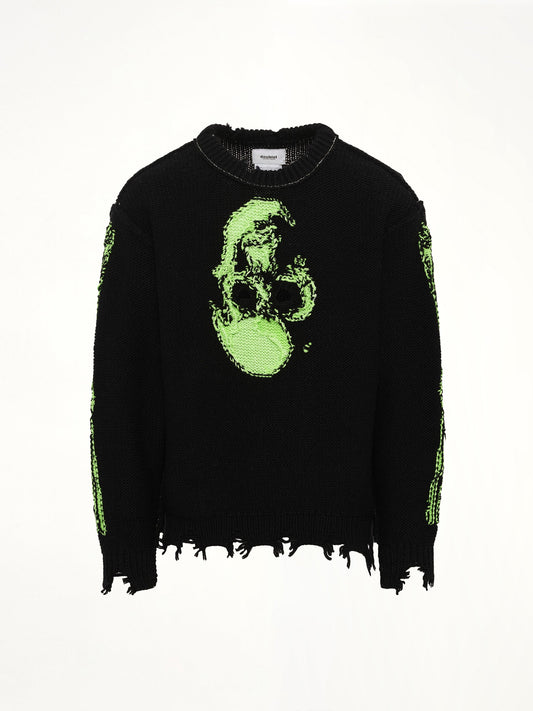 DOUBLET Glow-In-The-Dark Skull Knit Pullover (Black)