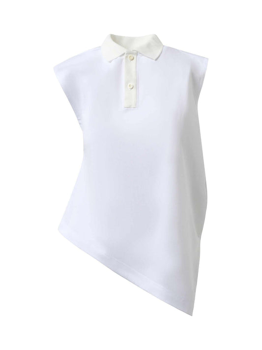 SACAI Cotton Poplin x Cotton Jersey Polo (White)