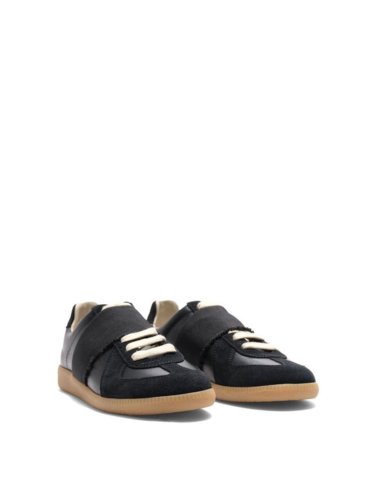 MAISON MARGIELA Replica Leather Sneakers (Black Black)