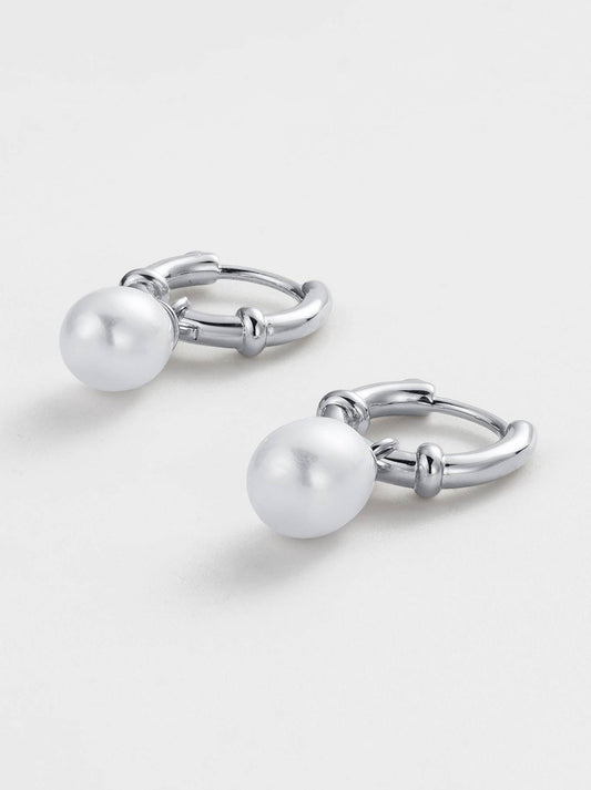 ZAFINO TESSA PEARL HOOP (Silver)
