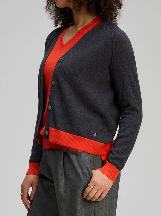 ZAKET & PLOVER ESSENTIAL V NECK CARDI (Charcoal)