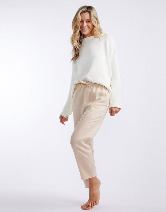 White by FTL Abigail Linen Pant (Oatmeal)