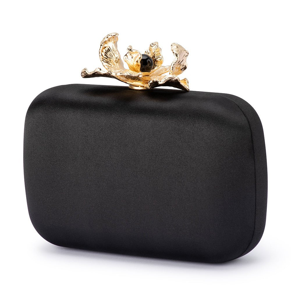 Olga Berg ADELE Orchid Lock Clutch (Black)