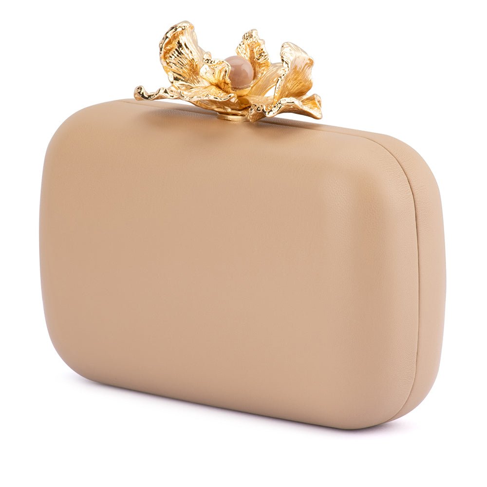 Olga Berg ADELE Orchid Lock Clutch (Natural)