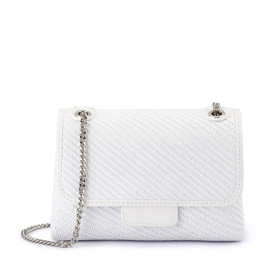 Olga Berg ALEXA Woven Shoulder Bag (White)