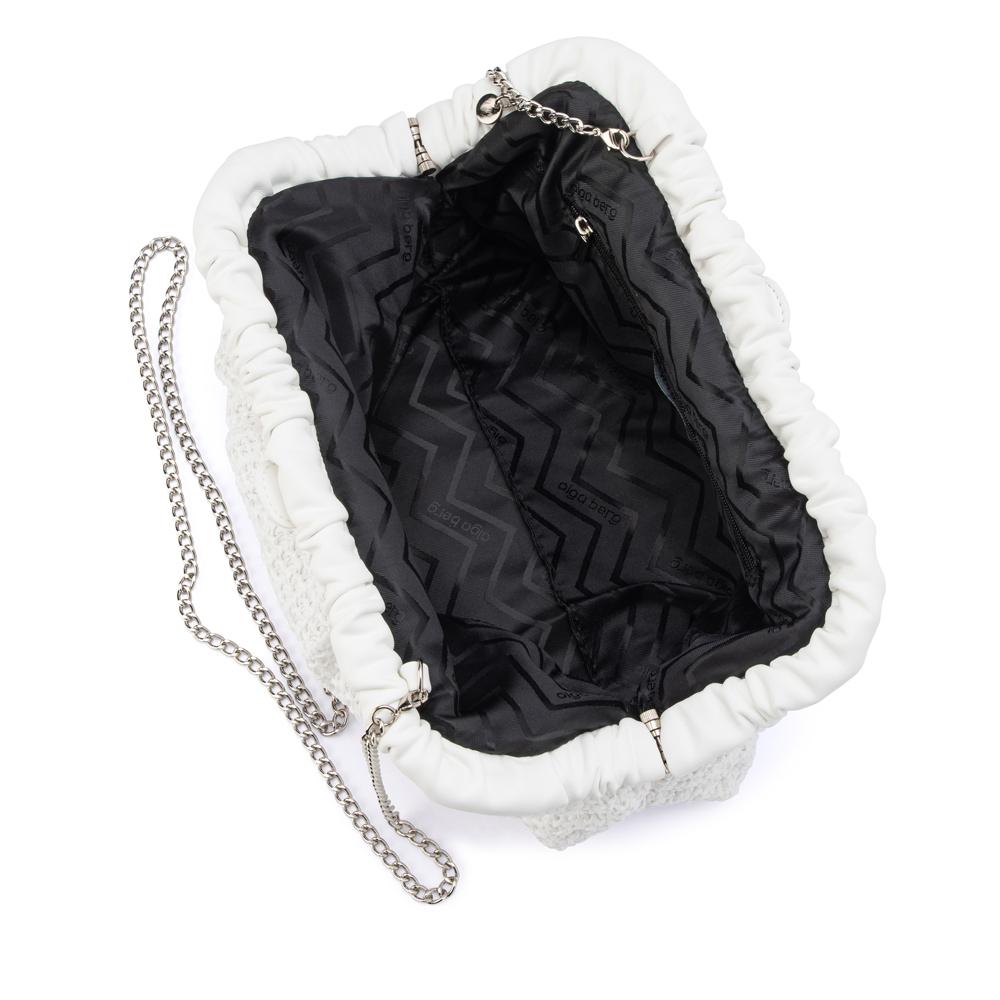 Olga Berg AMALIA Pleated Woven Clutch (White)