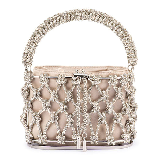 Olga Berg AMELIA Crystal Cage Bag (Natural)