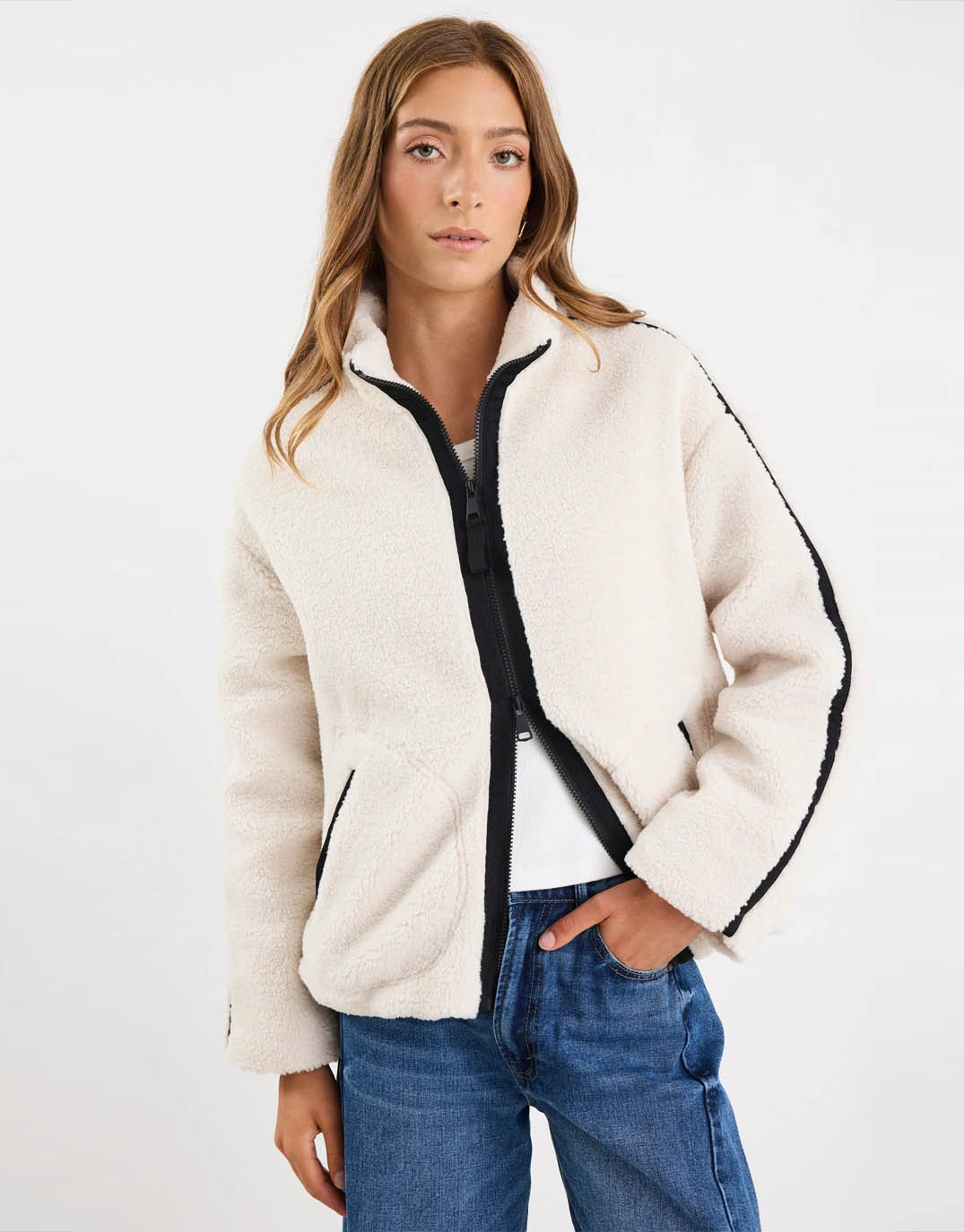 Among the Brave Chalet Sherpa Collared Jacket (Taupe)