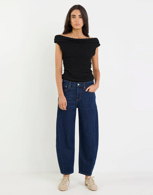 Among The Brave Graduate Stretch Barrel Jeans (Dark Blue)