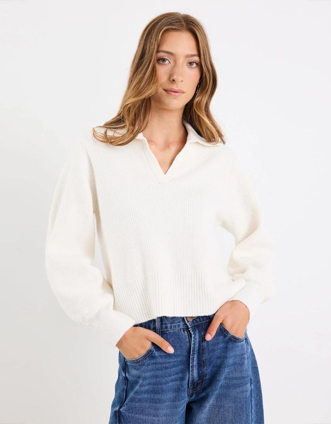 Among The Brave Truth Collar Chunky Knit Jumper (Ivory)