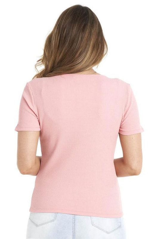 Kabana Betty Basics | Stacey Rib Tee Salmon (Pink)
