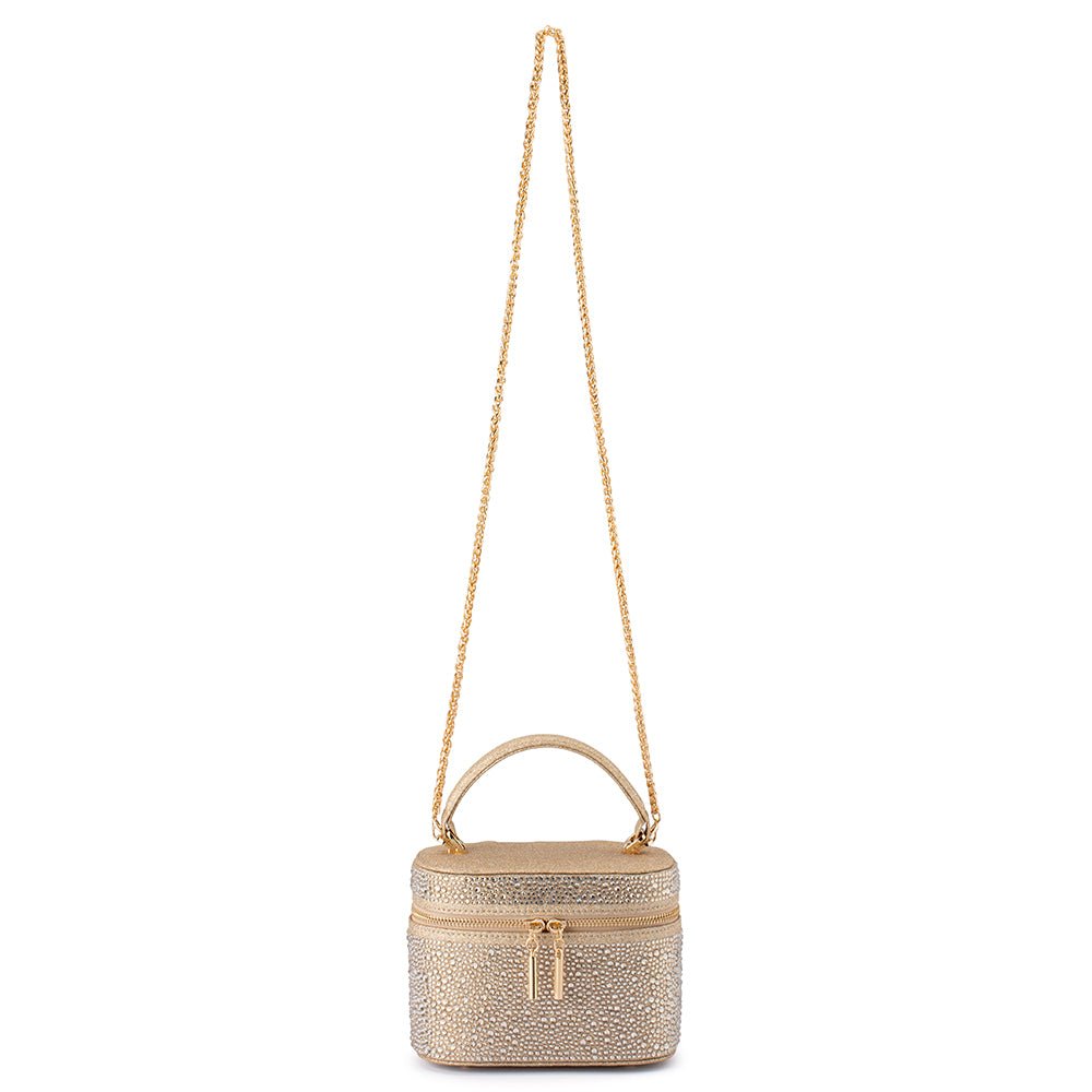 Olga Berg BECKIE Zip Top Crystal Bag (Gold)