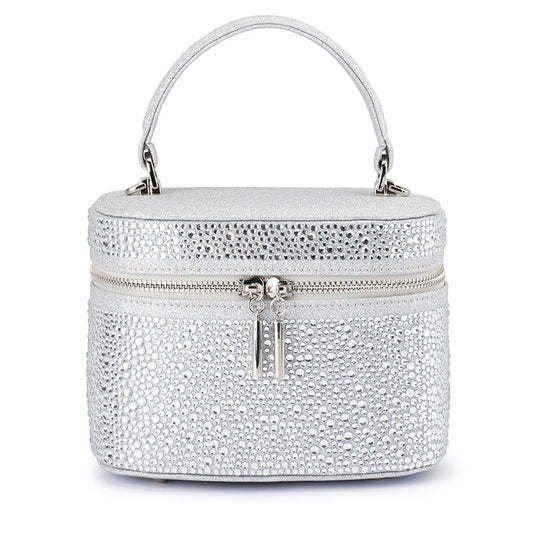 Olga Berg BECKIE Zip Top Crystal Bag (Silver)