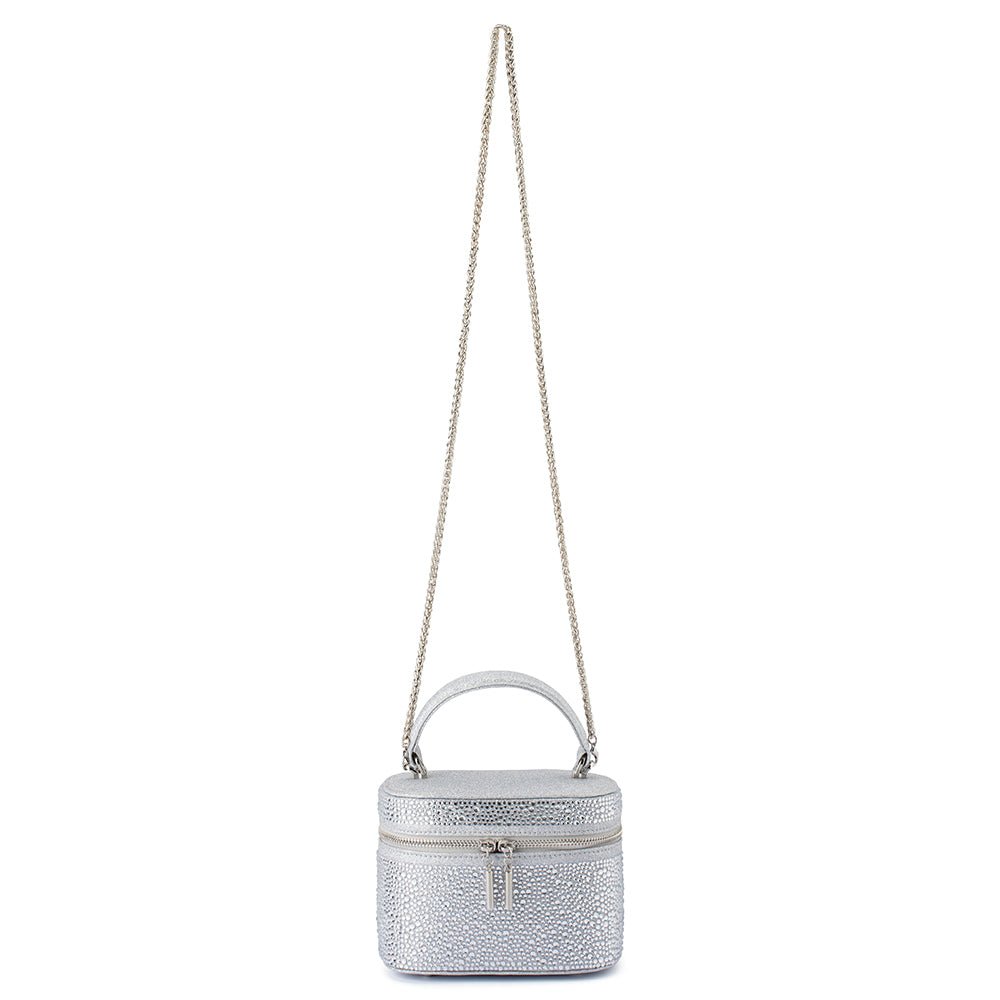 Olga Berg BECKIE Zip Top Crystal Bag (Silver)