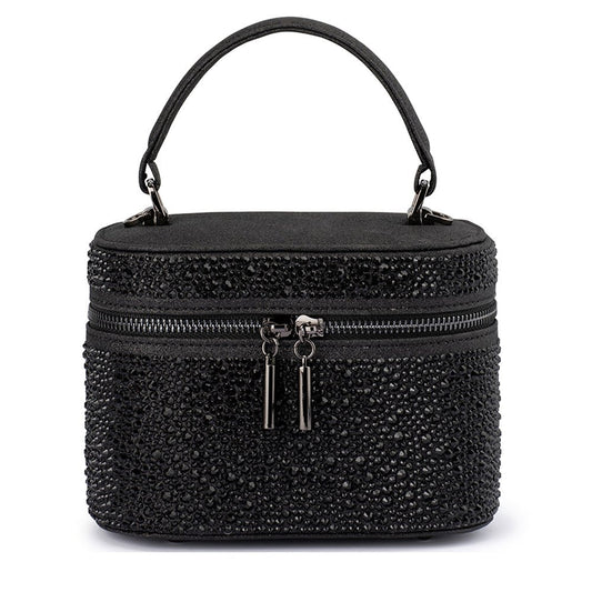 Olga Berg BECKIE Zip Top Crystal Bag (Black)