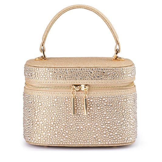 Olga Berg BECKIE Zip Top Crystal Bag (Gold)