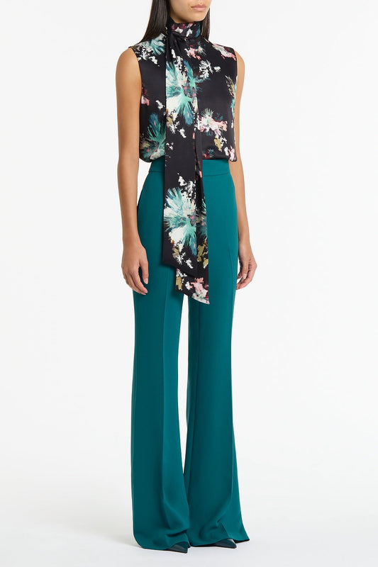 Carla Zampatti Belle De Jour Satin Acetate Tie Neck Top (Black)