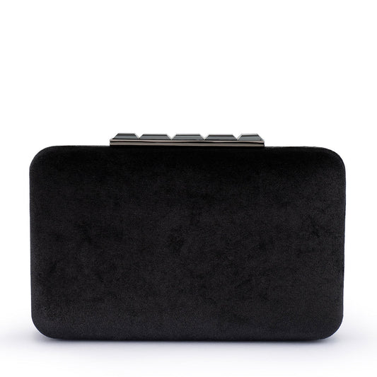 Olga Berg BESS Velvet Clutch (Black)