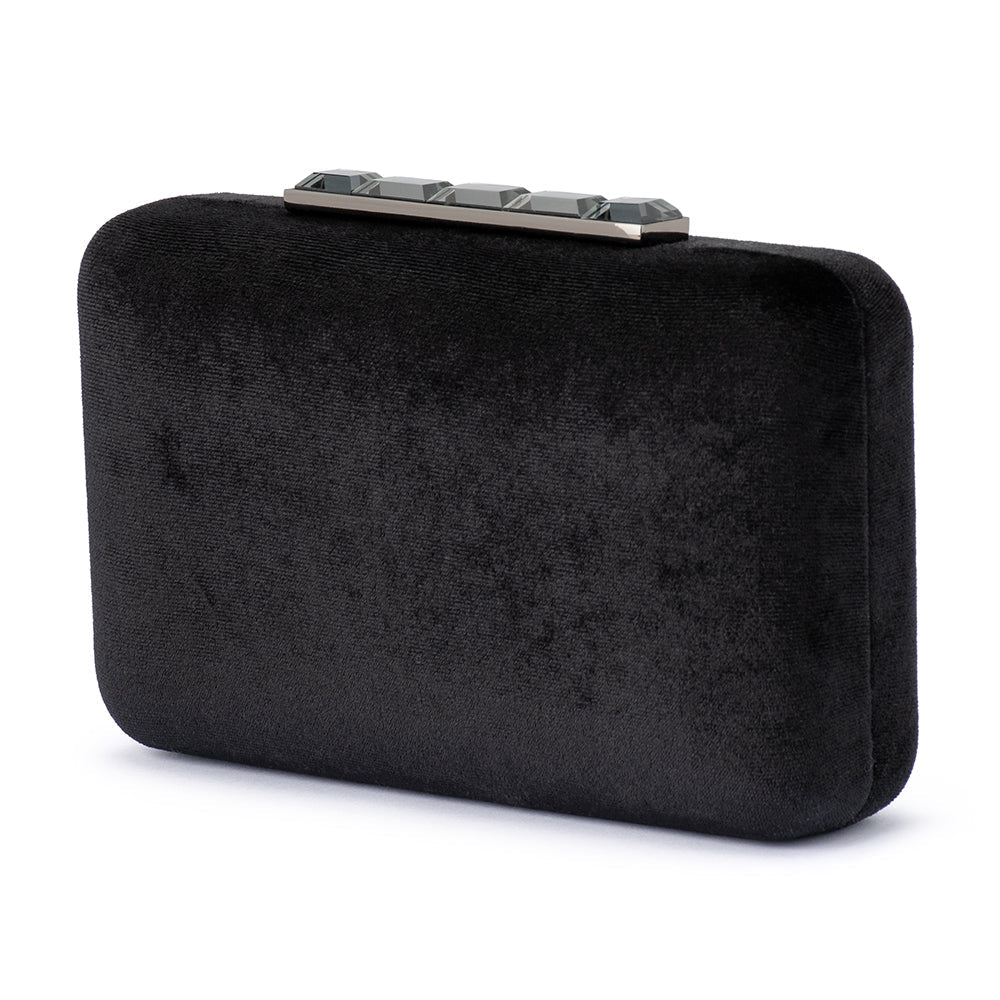 Olga Berg BESS Velvet Clutch (Black)