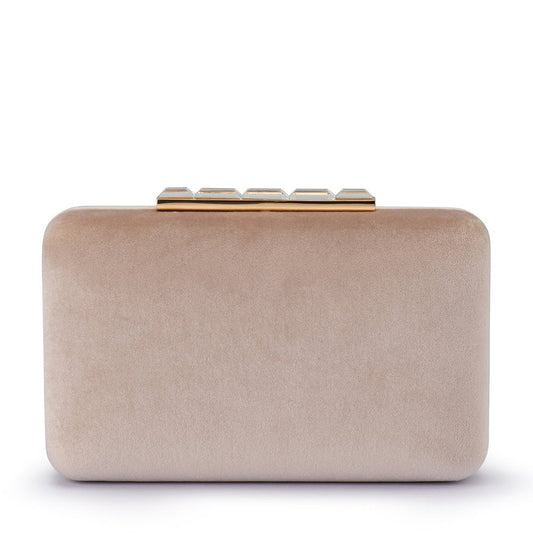Olga Berg BESS Velvet Clutch (Natural)