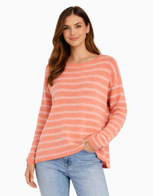 Betty Basics Bradford Knit Top (Coral/Pink Stripe)