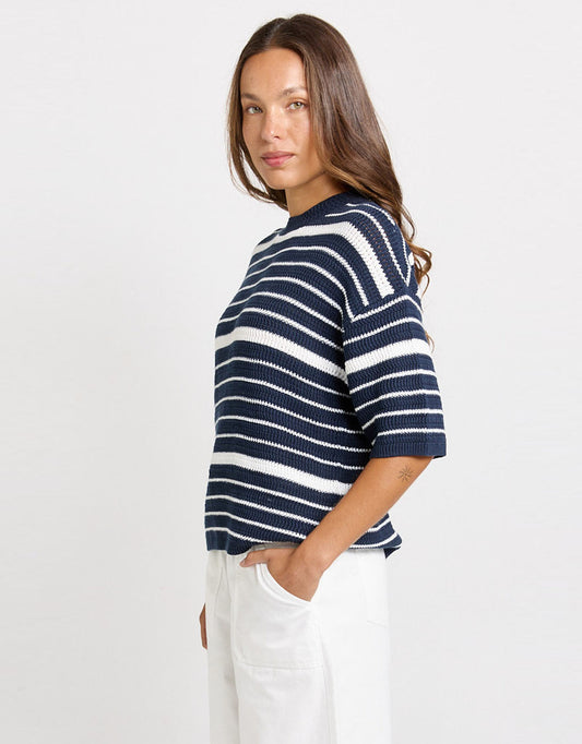 Betty Basics Dylan Knit Tee (Navy/White Stripe)