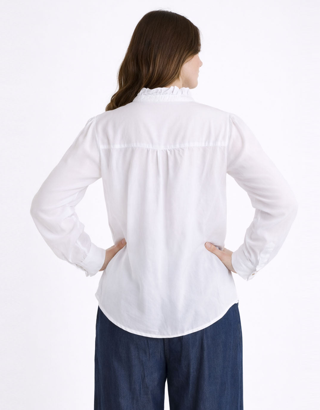 Betty Basics Lucille Lyocell Pleated Shirt (White)