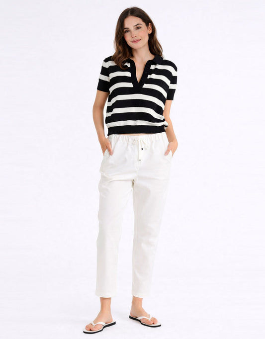Betty Basics Salford Knit Polo (Cream/Black)